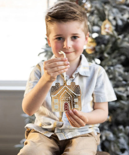 Fine Enamel Christmas Ornament - Gingerbread House