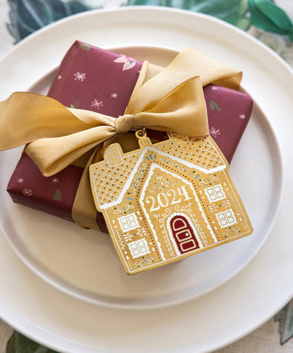 Fine Enamel Christmas Ornament - Gingerbread House