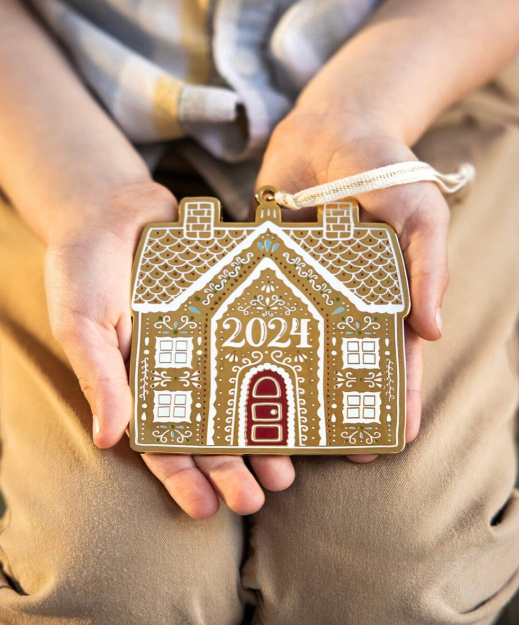 Fine Enamel Christmas Ornament - Gingerbread House