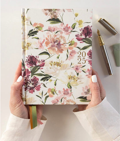 2025 Petite Linen Bound Planner - Peony