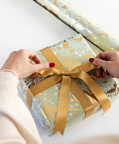 Gift Wrap Roll 3M - Golden Garden (Mint with Gold Foil)