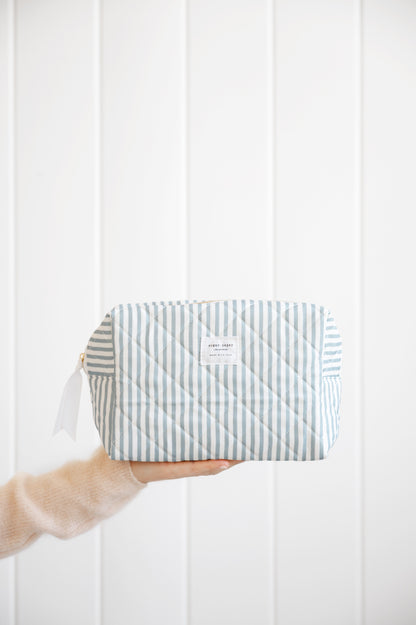 Blue Stripe Large Cosmetic Pouch