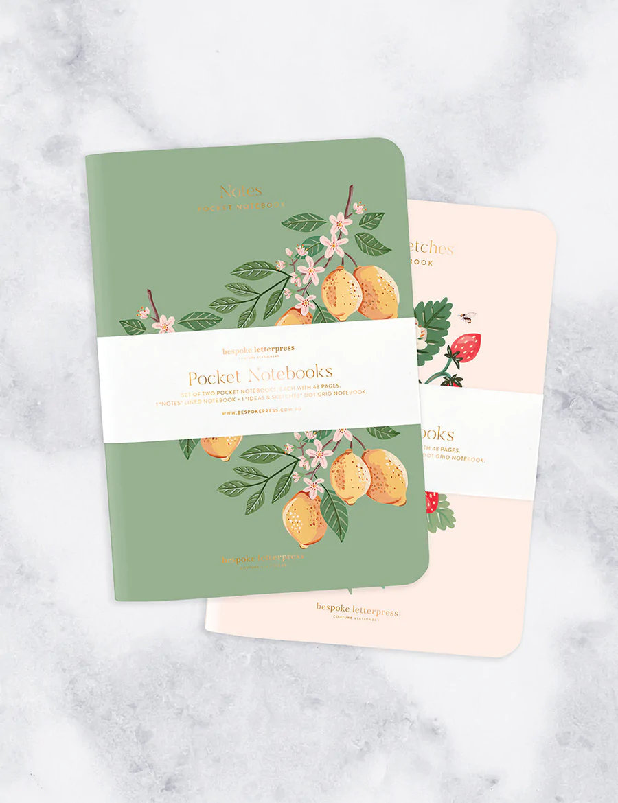 2 pack A6 Fruit Notebooks (Lined & Dot Grid)