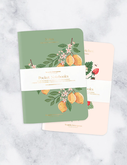 2 pack A6 Fruit Notebooks (Lined & Dot Grid)