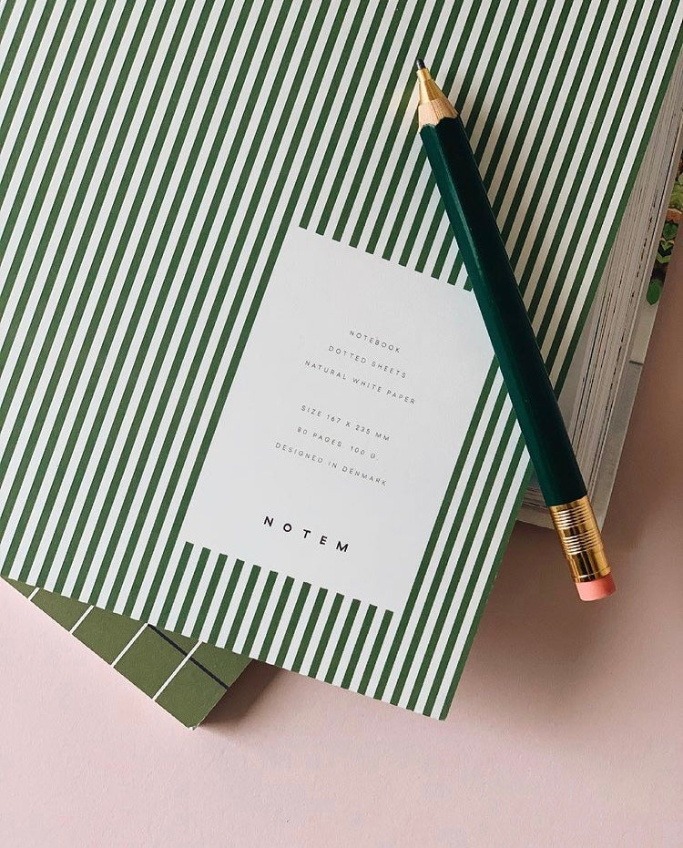 NOTEM Vita Notebook, Medium - Green Lines